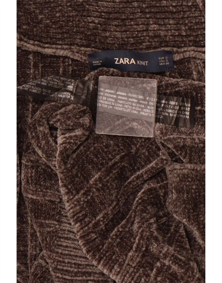 ZARA Pull cardigan ouvert surdimensionné pour femme UK 10 Petit Marron