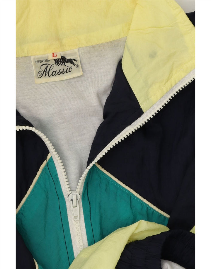 VINTAGE Veste de survêtement graphique pour hommes, grand color block multicolore