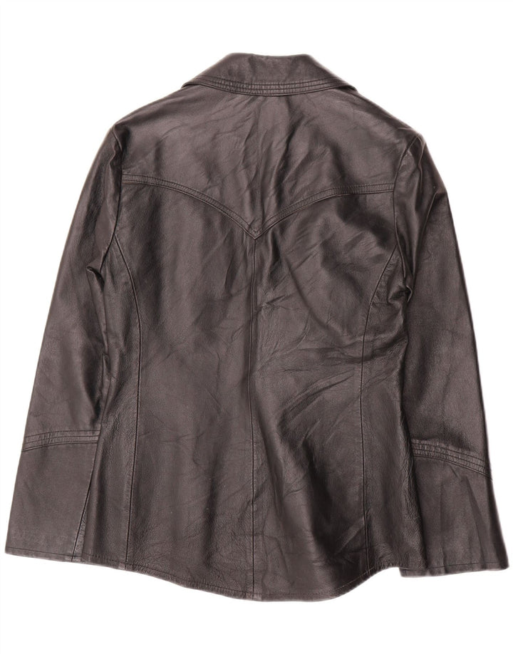 OLTRE Veste en cuir femme UK 10 Petit cuir noir