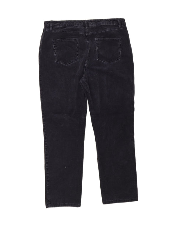 Marks & Spencer Pantalon taille haute en velours côtelé pour femme UK 18 XL W34 L27 Bleu marine B