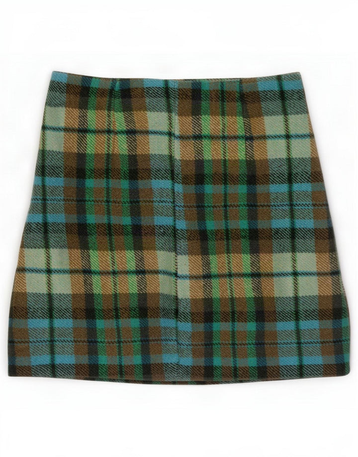 Vintage Mini-jupe femme Small W26 Acrylique à carreaux multicolore