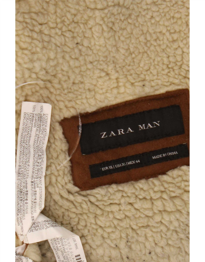 Zara Veste Sherpa Homme UK 42 XL Marron Polyester