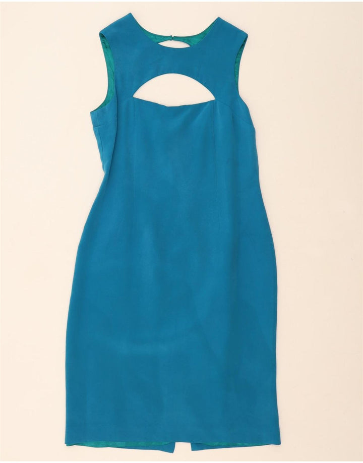 AUGUST SILK Womens Sleeveless Sheath Dress UK 12 Medium Blue Silk Vintage August Silk and Second-Hand August Silk from Messina Hembry 