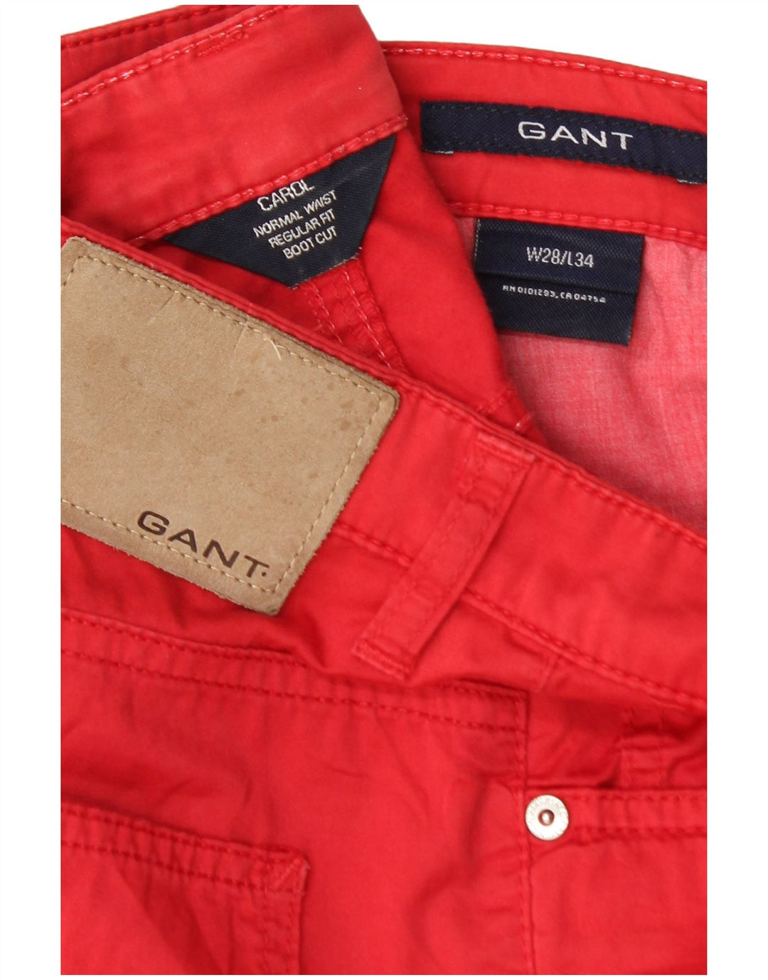 GANT Pantalon décontracté droit Carol Regular Fit W28 L29 Femme Rouge Coton