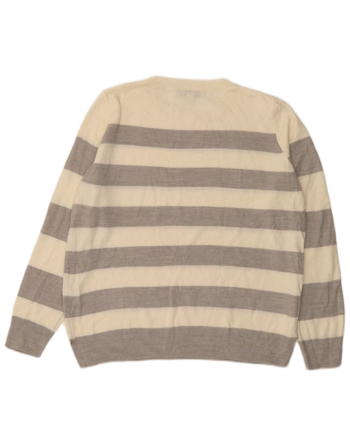 Marks & Spencer Pull ras du cou pour femme UK 12 Gris moyen rayé