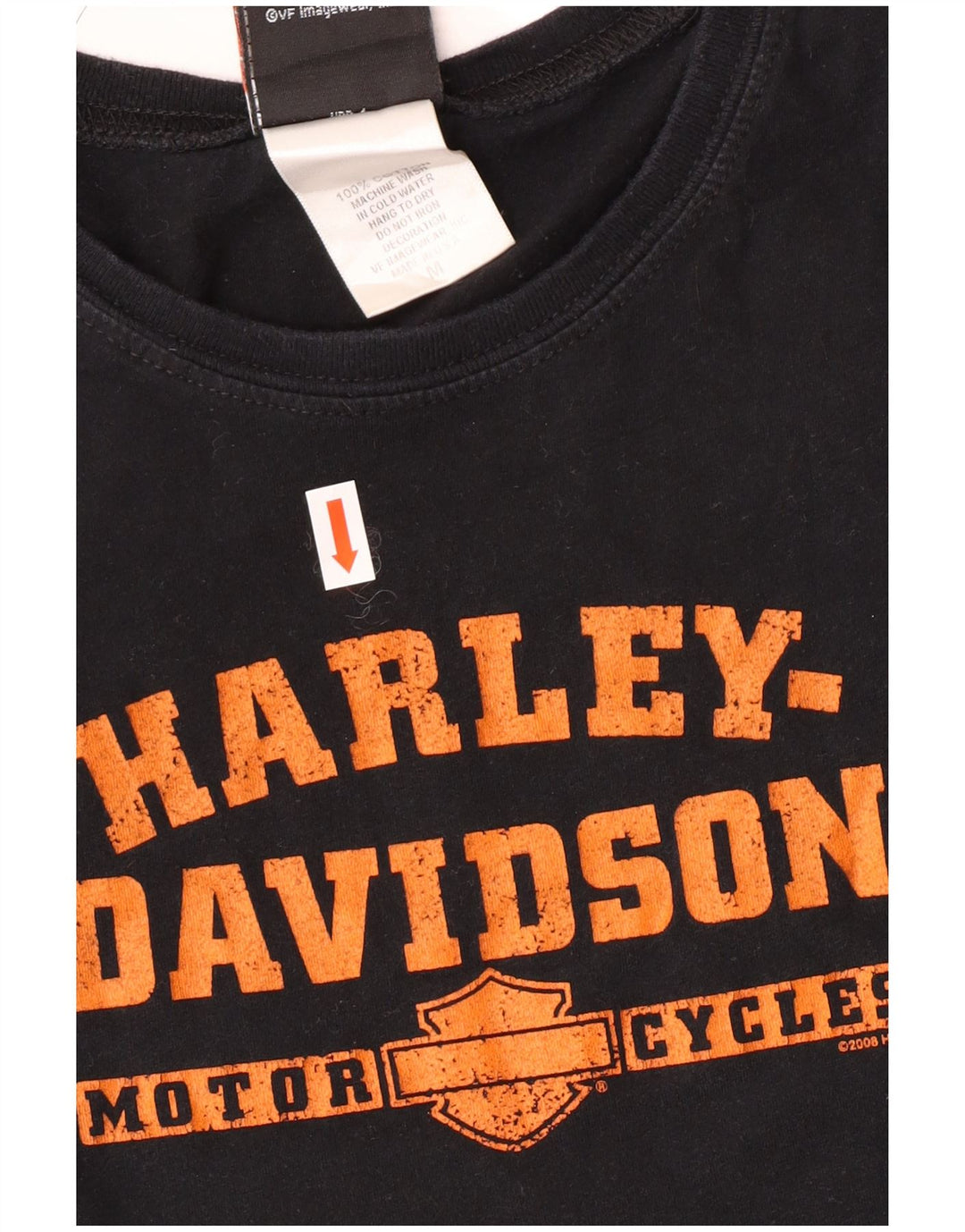 HARLEY DAVIDSON T-shirt graphique pour femme UK 12 en coton noir moyen