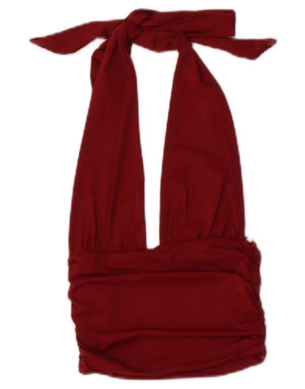 Zara Femme Haut Licou UK 8 Petit Bordeaux Polyamide