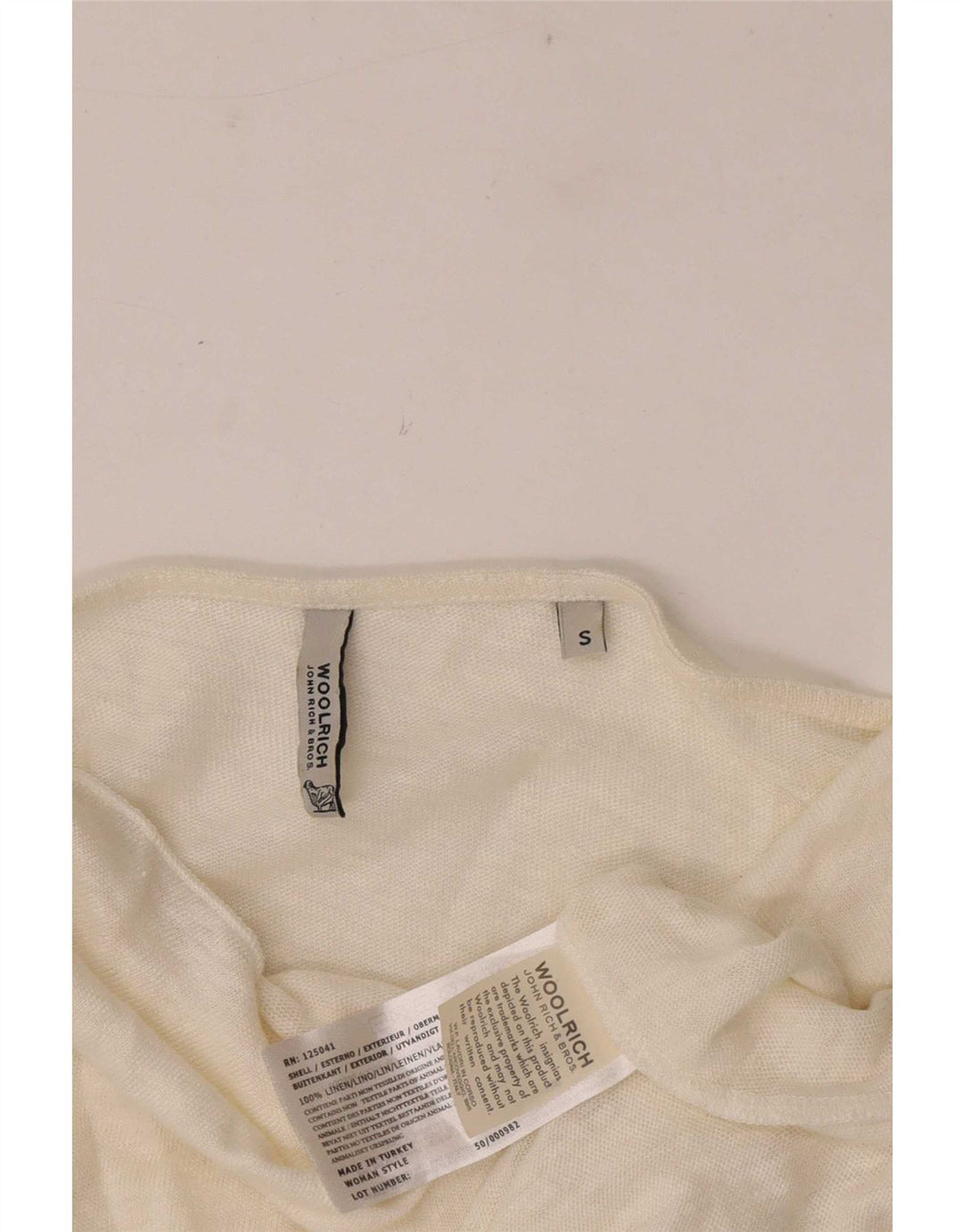 Woolrich Haut surdimensionné à manches 3/4 et épaules dénudées pour femme UK 10 Small Blanc