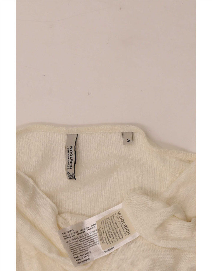 Woolrich Haut surdimensionné à manches 3/4 et épaules dénudées pour femme UK 10 Small Blanc