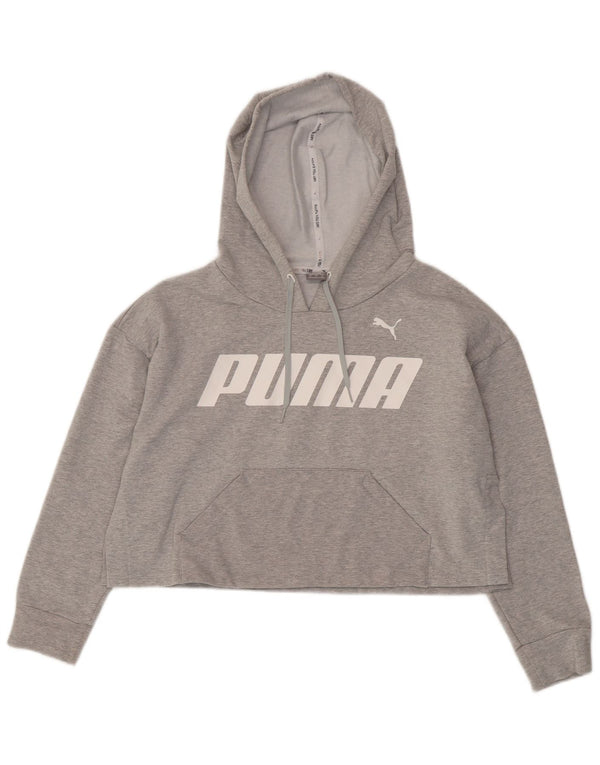 Puma Pull à capuche surdimensionné graphique pour femme UK 14 Gris moyen Coton
