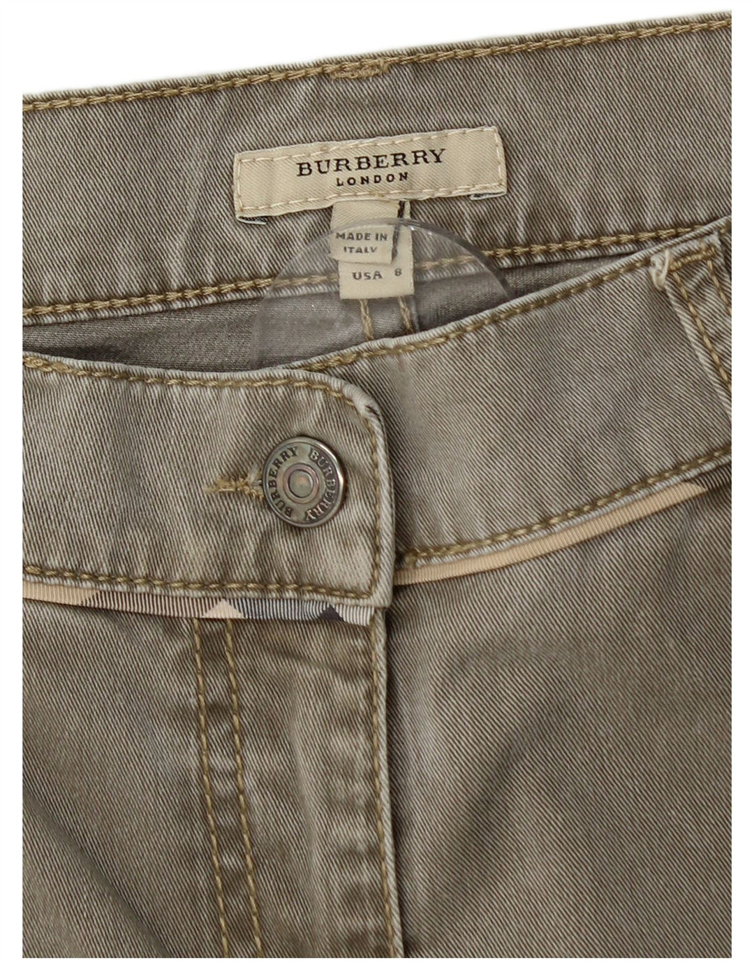 BURBERRY Jean droit pour femme UK 10 Small W32 L29 Coton kaki