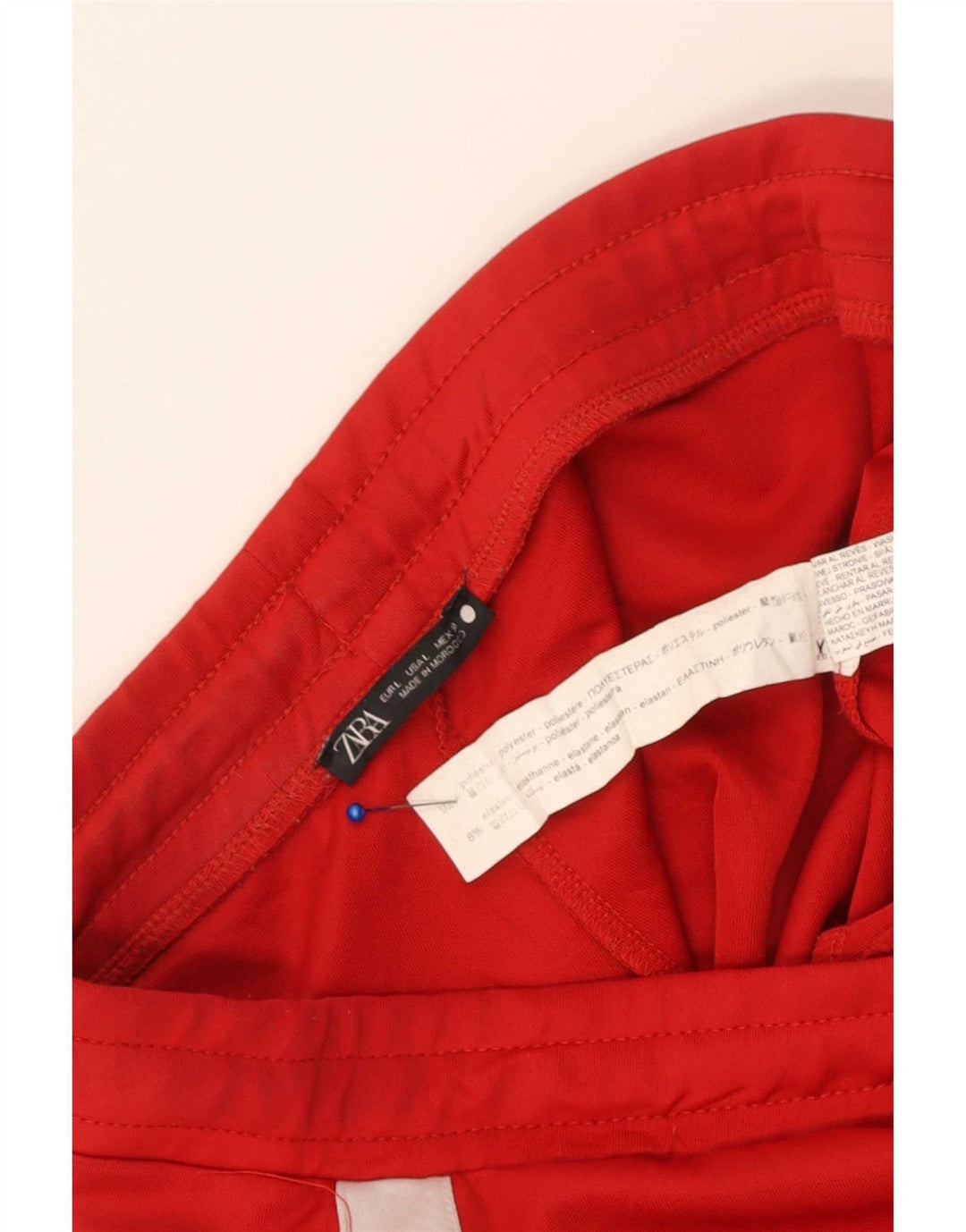 Zara Pantalon de survêtement femme EU 30 W30 L29 Rouge Colourblock Polyester