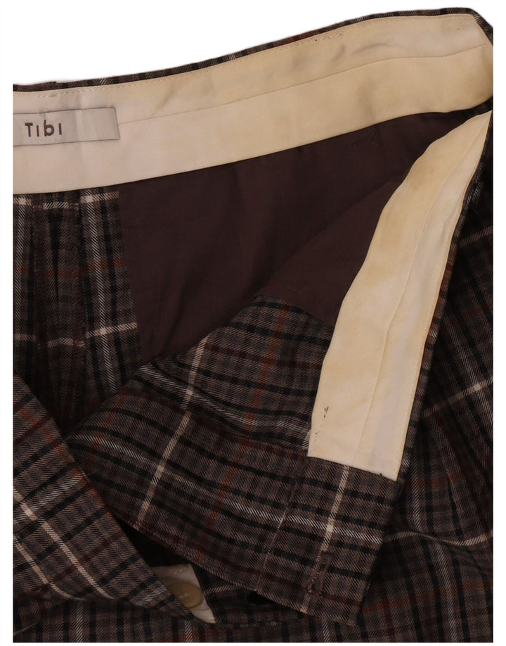 Tibi Short chino taille haute pour femme W32 en polyester à carreaux marron moyen