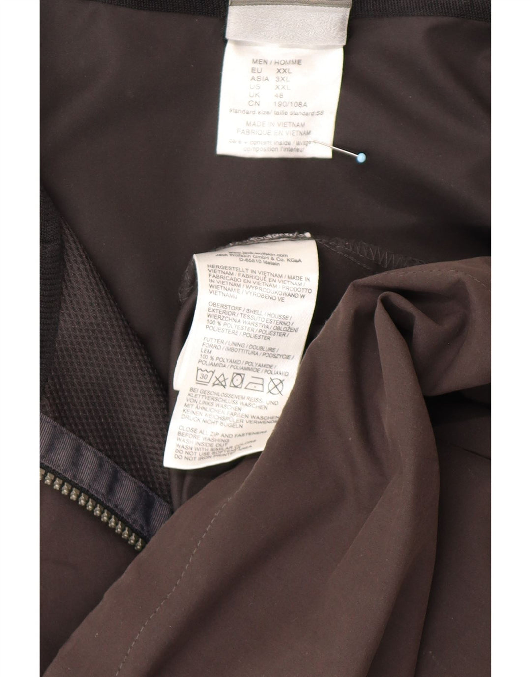 JACK WOLFSKIN Veste de pluie à capuche pour homme UK 48 2XL Noir Polyester