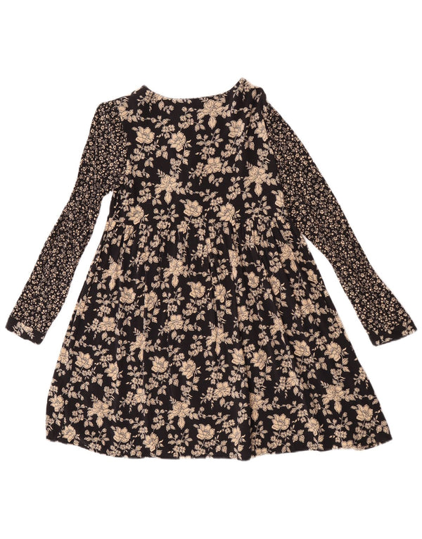 Zara Robe trapèze à manches longues pour fille 13-14 ans Noir Floral