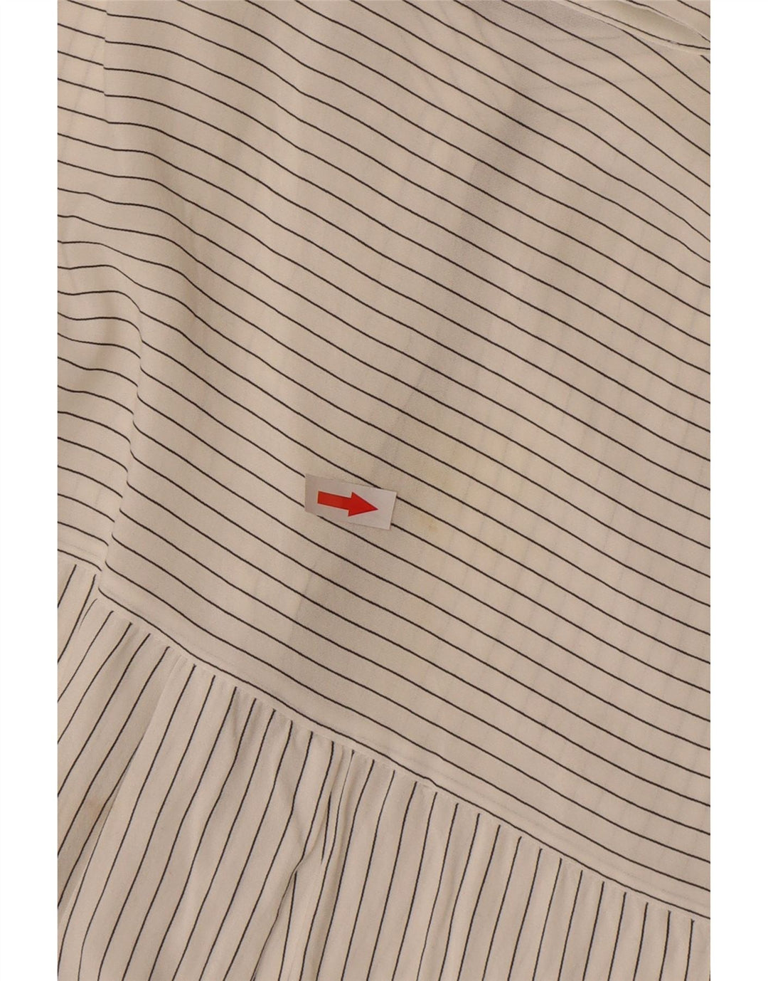Zara Womens See Through Pullover Shirt UK 16 Large Off Blanc Rayé