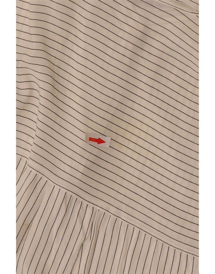 Zara Womens See Through Pullover Shirt UK 16 Large Off Blanc Rayé