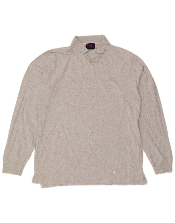 Kappa Polo à Manches Longues Homme XL Gris Moucheté Coton