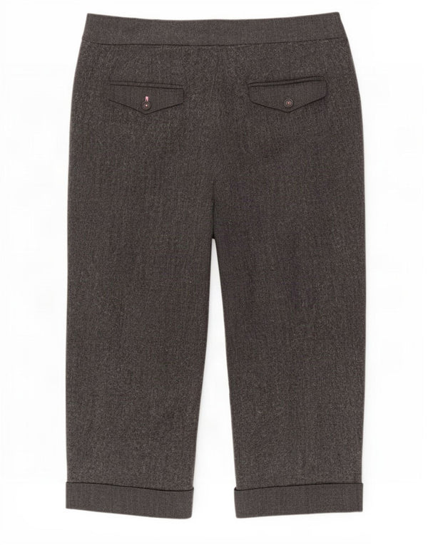 Marks & Spencer Pantalon Capri Femme UK 16 Large W38 L22 Gris Chevrons