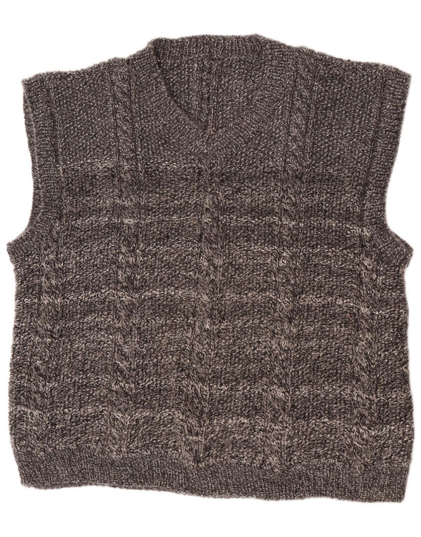 vintage Mens Vest Débardeur XL Gris Rayé