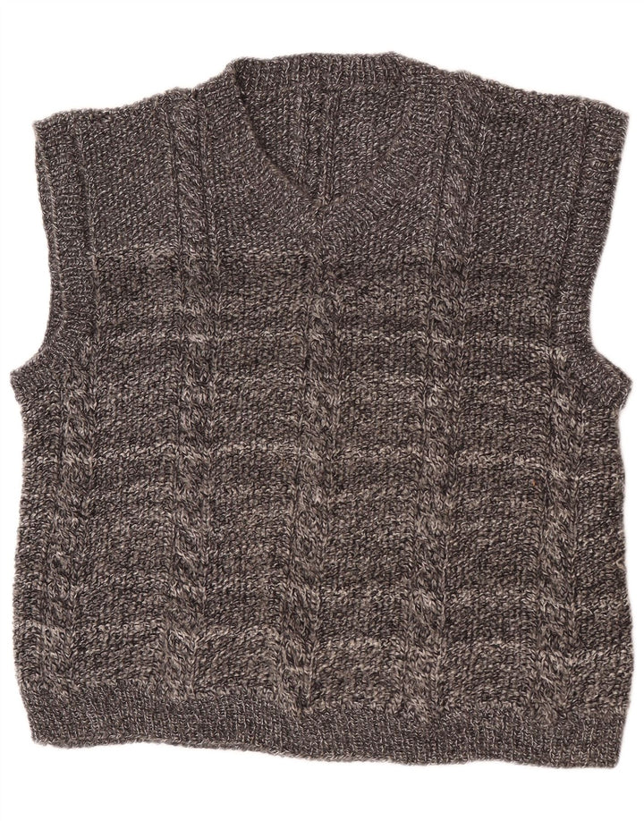 vintage Mens Vest Débardeur XL Gris Rayé