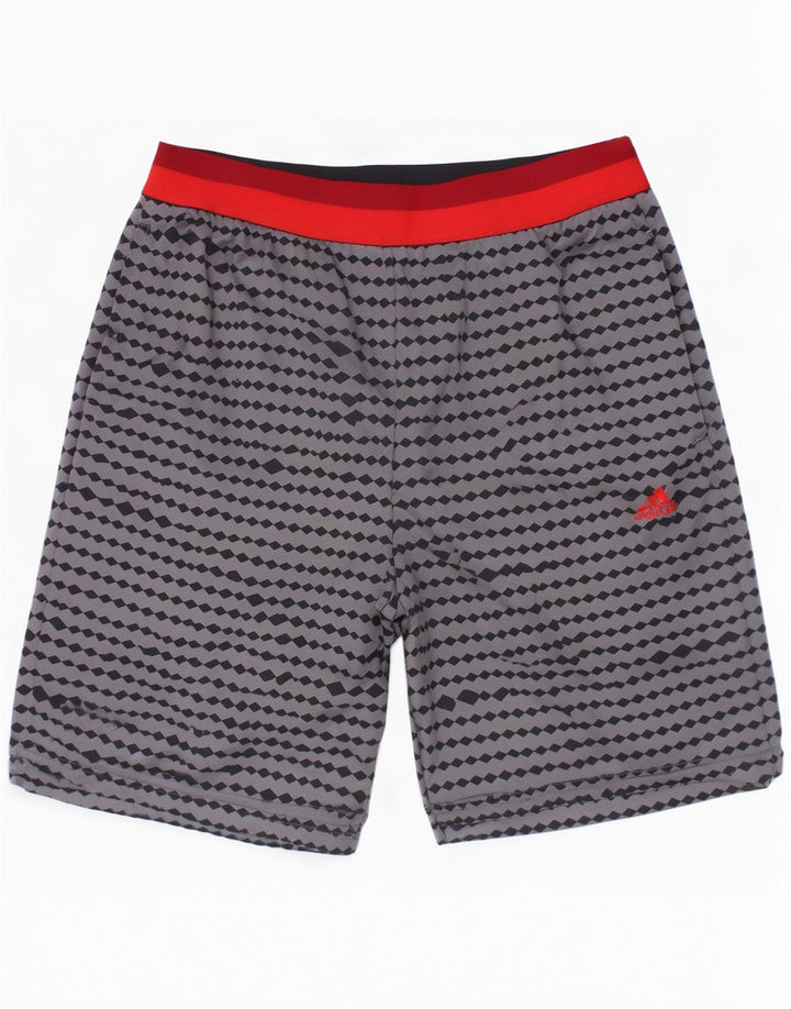 Adidas Short de Sport Garçon 13-14 Ans Gris Géométrique Polyester
