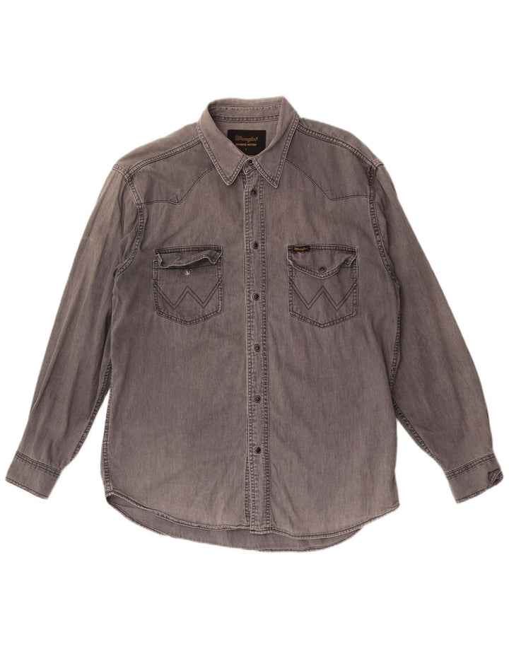 Wrangler Chemise en Jean Homme Grand Coton Gris