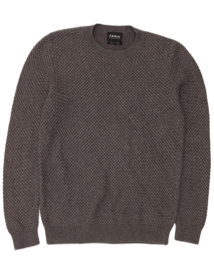 FARHI Pull Col Rond Homme Gris Moyen Coton