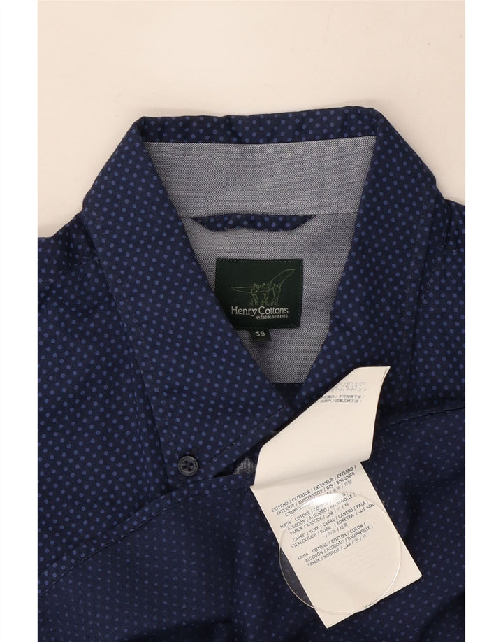 HENRY COTTONS Chemise homme Taille 39 Coton tacheté bleu marine moyen