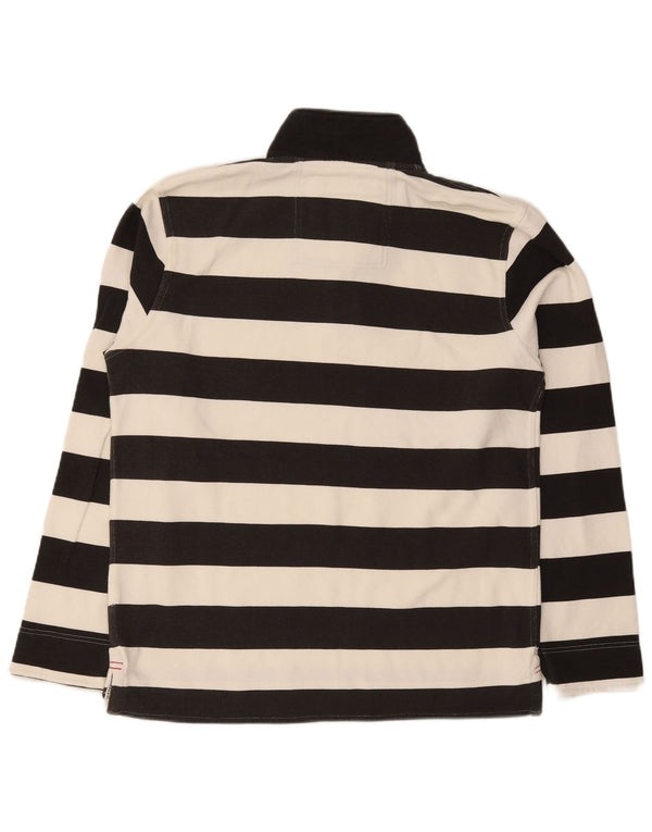 Crew Clothing Sweat-shirt à col zippé pour homme en coton rayé noir moyen