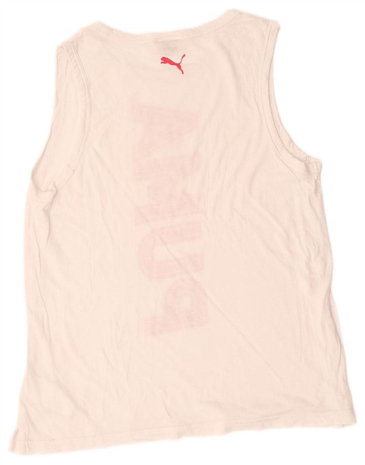 Puma Débardeur graphique surdimensionné pour femme UK 10 Petit coton blanc