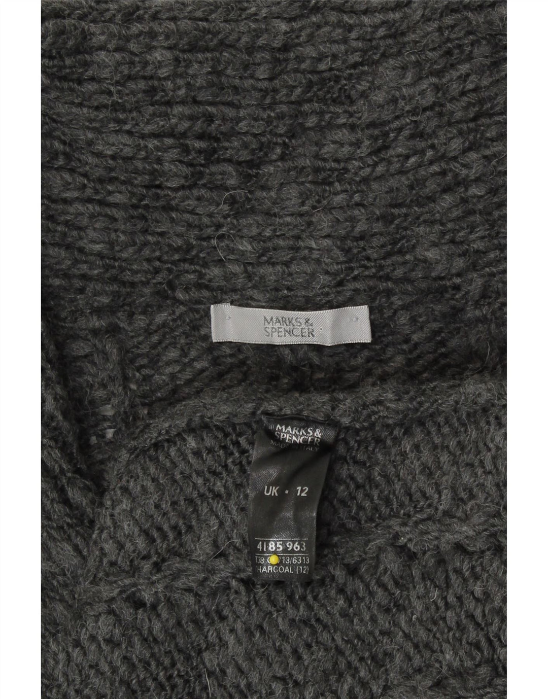 Marks & Spencer Pull cardigan long pour femme UK 12 Gris moyen Acrylique