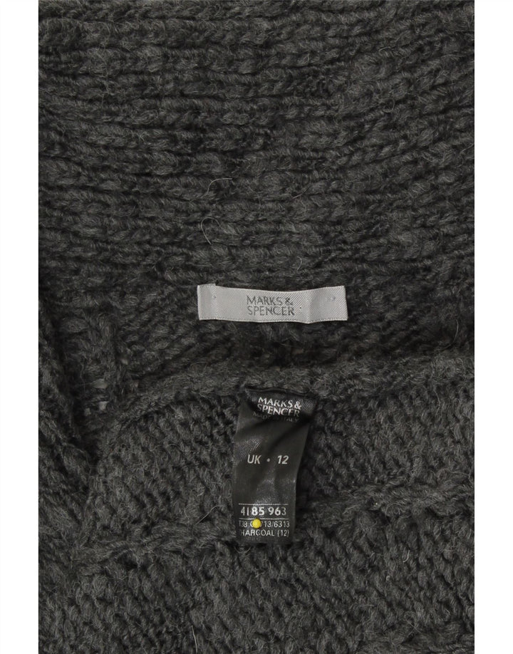 Marks & Spencer Pull cardigan long pour femme UK 12 Gris moyen Acrylique