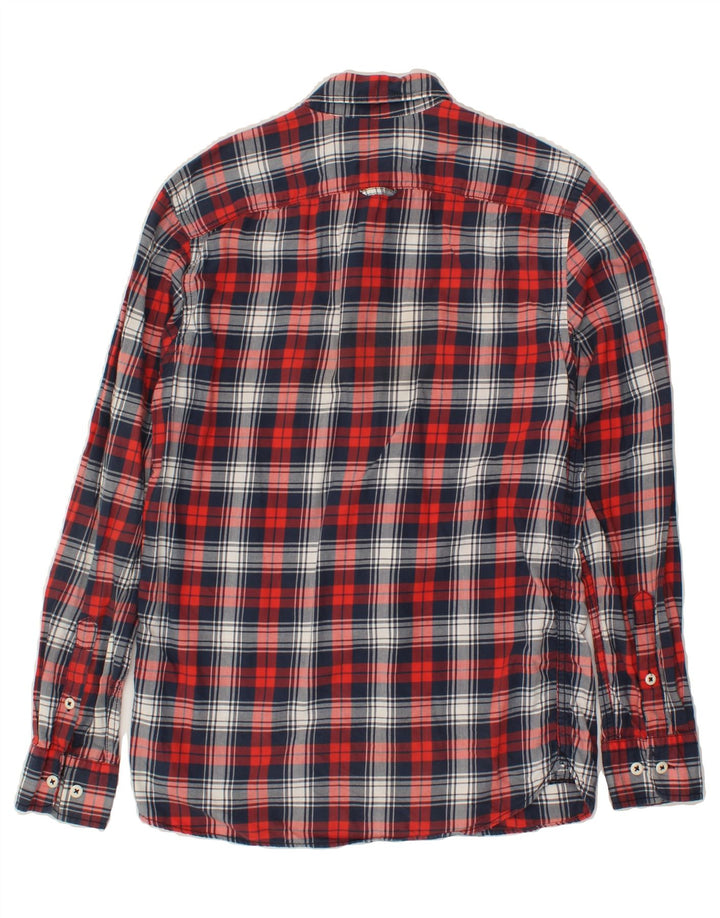 JACK & JONES Mens Shirt Small Navy Blue Check Cotton Vintage Jack & Jones and Second-Hand Jack & Jones from Messina Hembry 