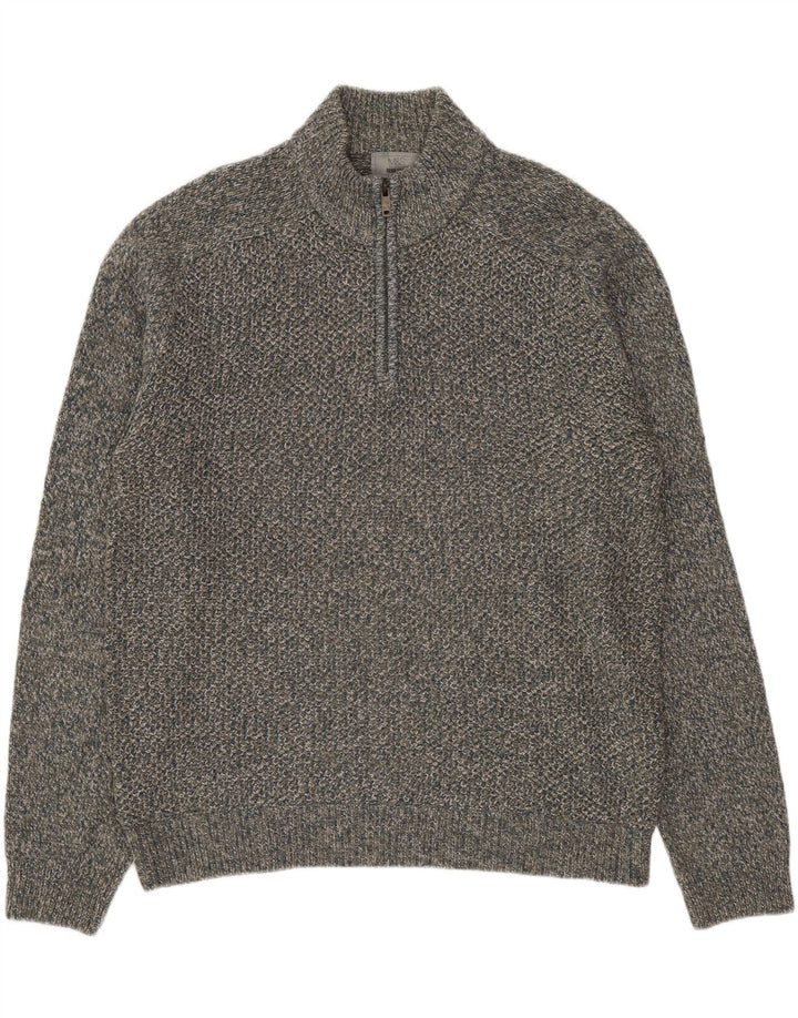 MARKS & SPENCER Pull à col zippé pour homme, grand gris moucheté