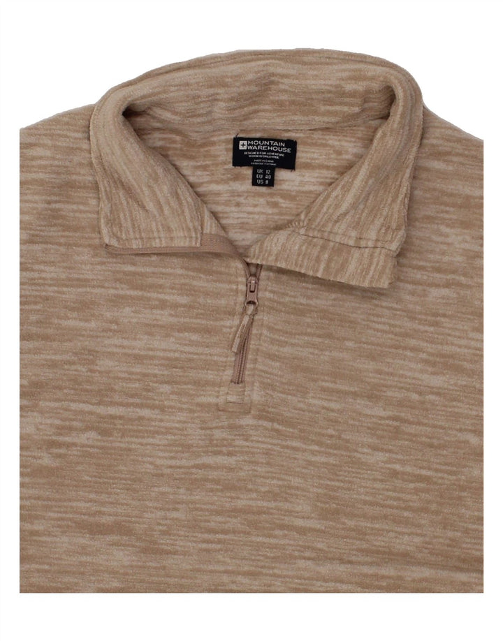 MOUNTAIN WAREHOUSE Womens Zip Neck Fleece Jumper UK 12 Medium  Brown Vintage Mountain Warehouse and Second-Hand Mountain Warehouse from Messina Hembry 