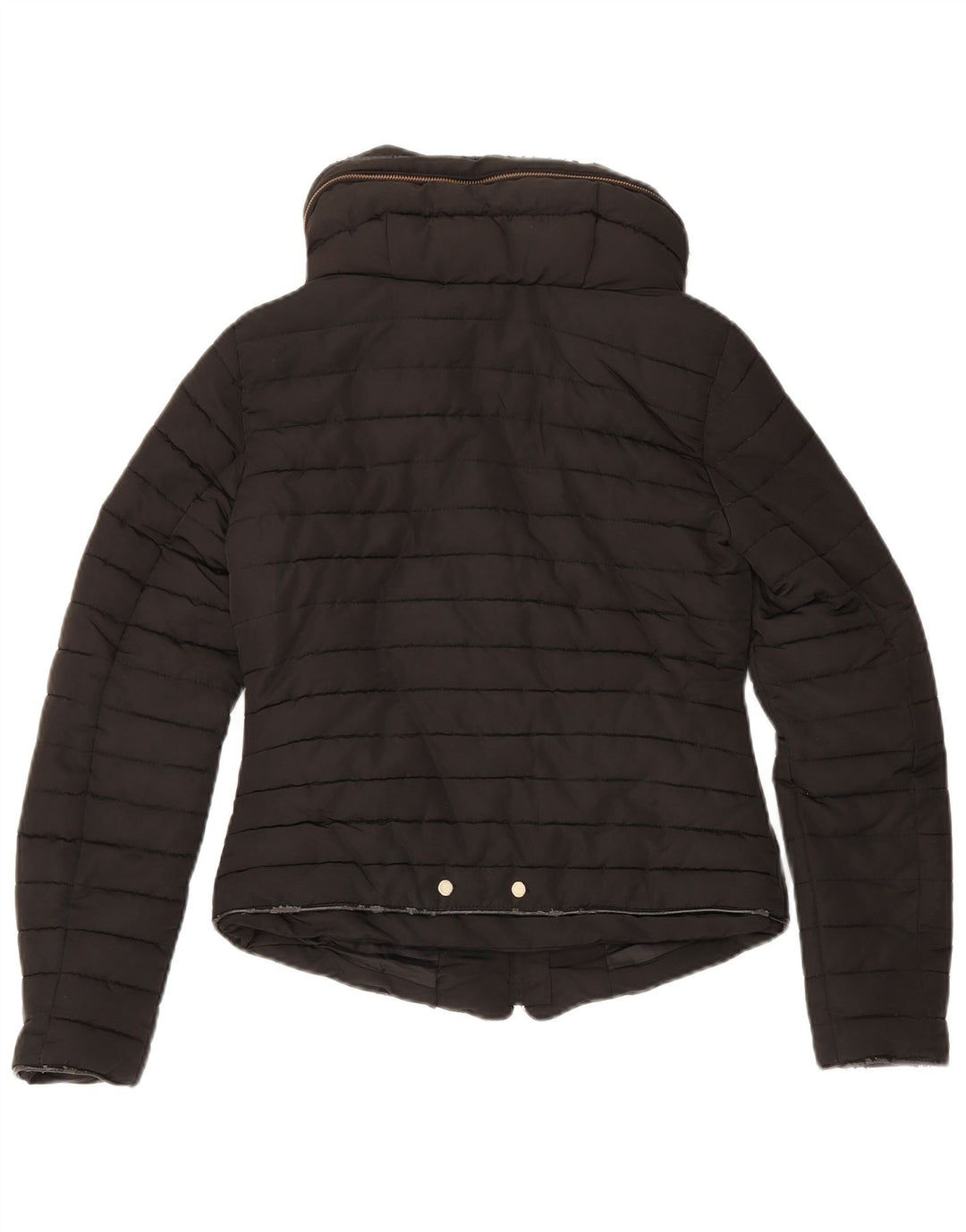 Zara Veste matelassée à capuche pour femme UK 10 Small Noir Polyester