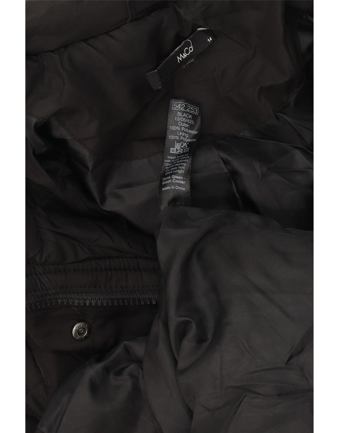 M&Co Manteau coupe-vent à capuche pour femme UK 14 Medium Noir Polyester