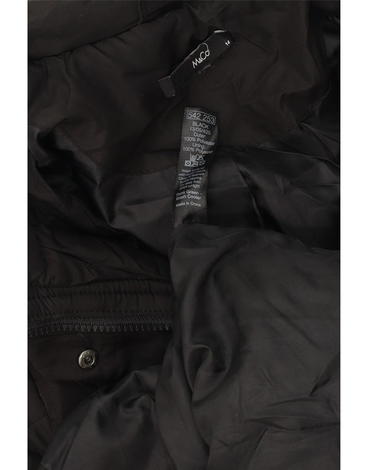 M&Co Manteau coupe-vent à capuche pour femme UK 14 Medium Noir Polyester