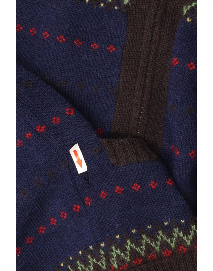 Farah Cardigan entièrement zippé pour homme en laine Fair Isle bleu moyen