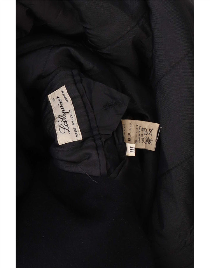 Les Copains Manteau Double Boutonnage Homme UK 36 Small Bleu Marine Laine