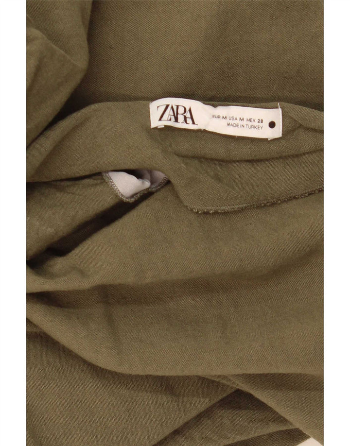 Zara Femme Jupe Midi Moyenne W28 Kaki