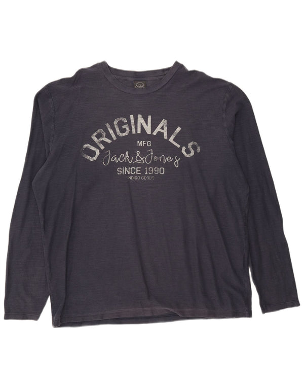 Jack & Jones Haut graphique à manches longues XL en coton bleu marine pour homme