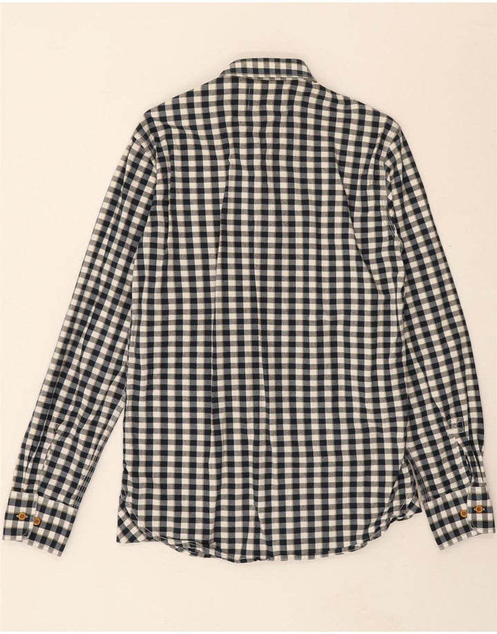 FRENCH CONNECTION Mens Regular Fit Flannel Shirt Small Navy Blue Check Vintage French Connection and Second-Hand French Connection from Messina Hembry 