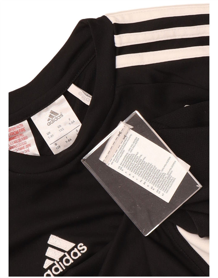 ADIDAS Garçon Climalite Graphic T-Shirt Top 7-8 ans Noir Polyester