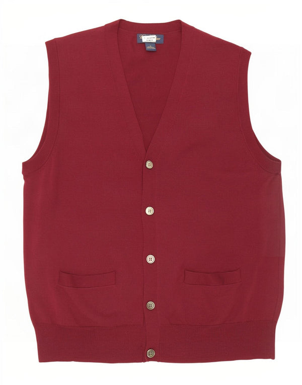 Brooks Brothers Cardigan sans manches pour homme en laine bordeaux