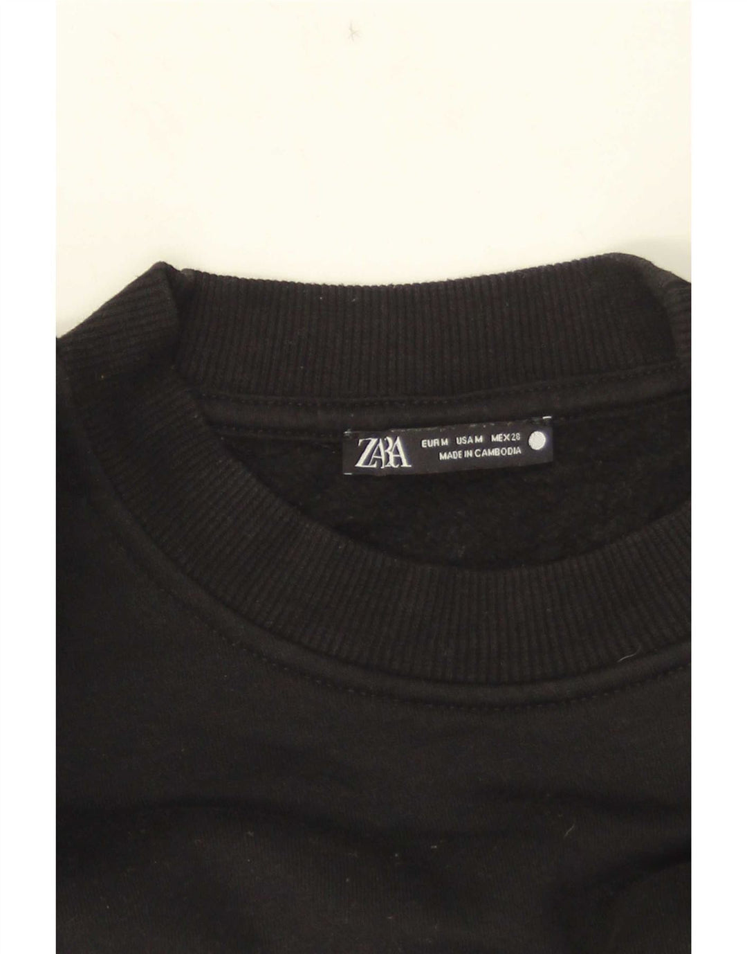 Zara Womens Crop Sweatshirt Jumper UK 14 Moyen Noir