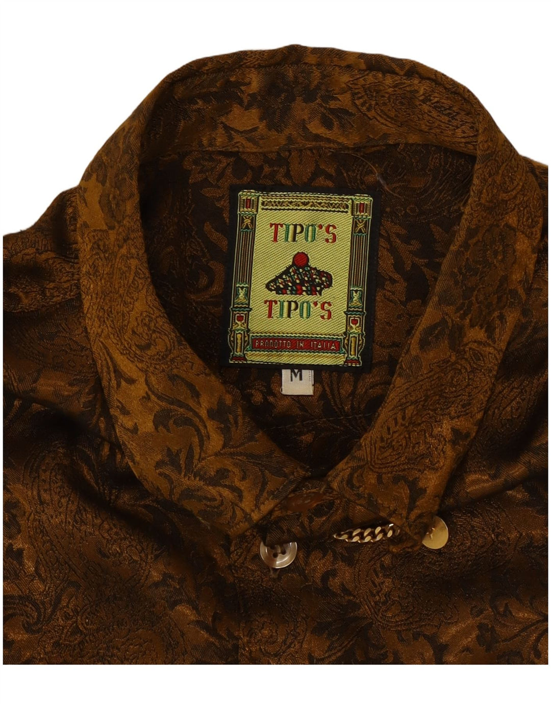 Tipo' S Mens Shirt Medium Brown Paisley Viscose
