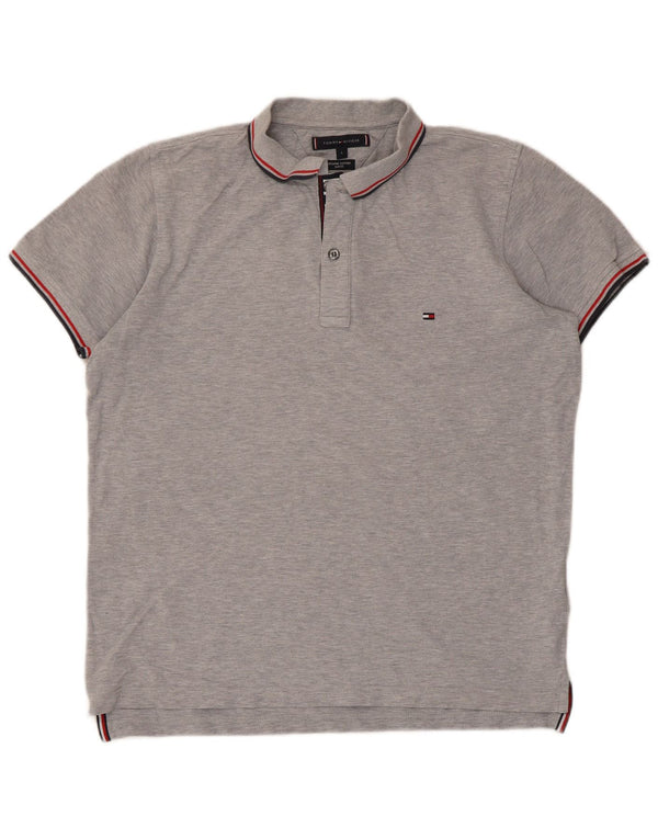 Tommy Hilfiger Polo Slim Fit pour Homme en Coton rayé Gris Large