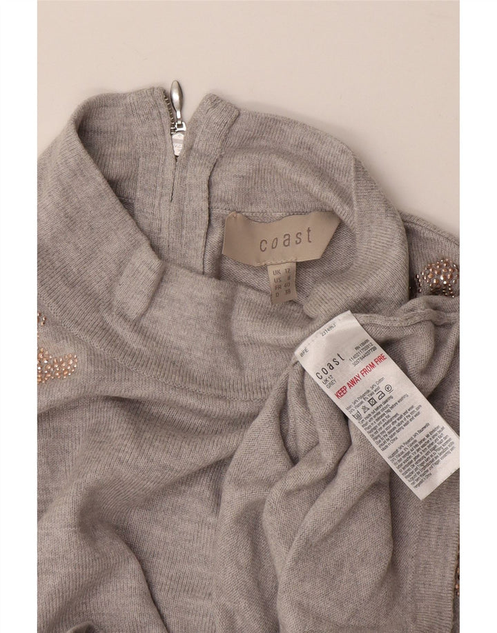 Coast Pull col roulé pour femme UK 12 Gris moyen Floral Polyamide